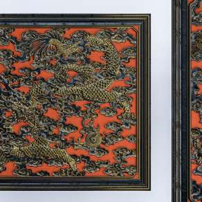 中式龙纹浮雕3D模型下载